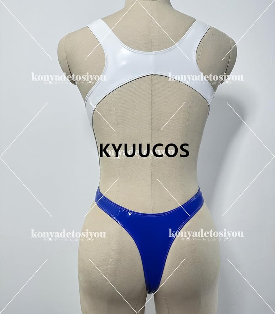 Amazon.co.jp: 【KYUUCOS】Z ブルー&白 超光沢 ハイレグ クロス